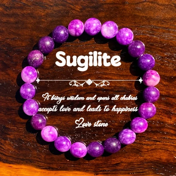 1pc/Love Stone Bracelet 8mm Purple Sugilite Bracelet, accept love, bring happiness jewelry gift – Image 2