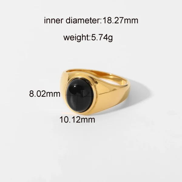 Gold Plated Stainless Steel Mother Of Shell Rings For Women Vintage Inspired Oval Cat's Eye Stone Signet Ring Gorgeous Jewelry - immagine 2