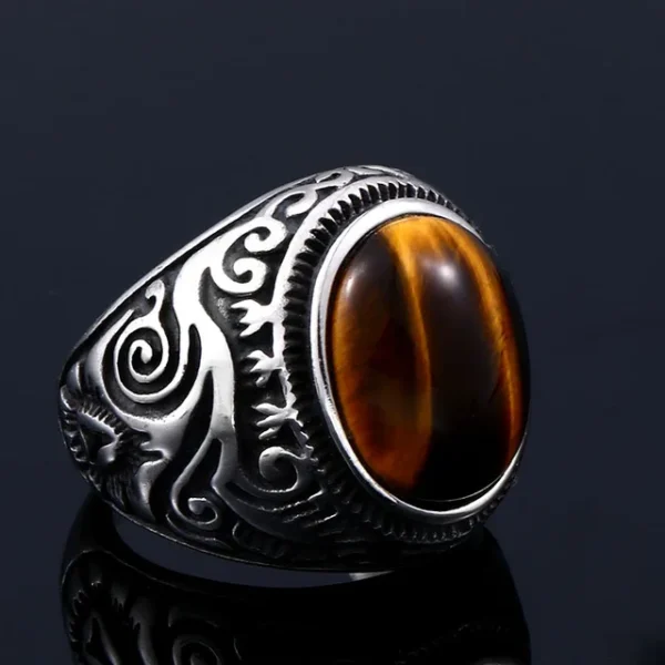 Beier 316L Stainless Steel Vintage White And Tiger Eye Brown Eye Men's Ring Fashion High Quality Jewellery LLBR8-699R - immagine 7