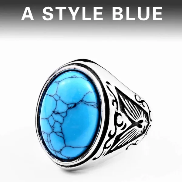 Beier 316L Stainless Steel Natural Oval Opal Green Stone Ring Vintage Nobel Palace Product For Woman Man  LR633 - Image 9