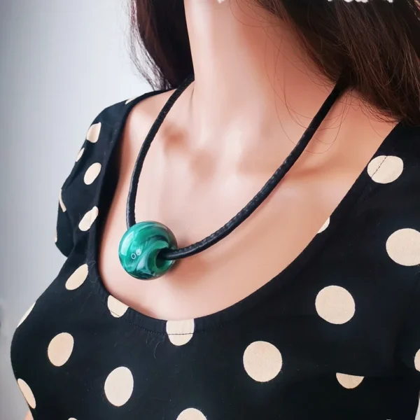 Statement Big Bead Necklace for Women Vintage Leather Rope Necklace Pendant 2021 Ins New Fashion Jewelry for Gift Party MX108 - Imagen 4