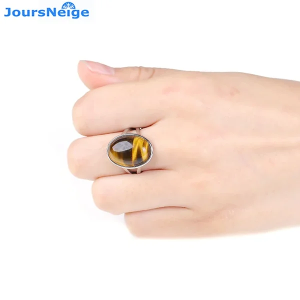 Natural Crystal Ring Yellow Tiger Eye Stone S925 Silver Mosaic Ring Men Women Crystal Rings Energy Stone Jewelry Wholesale – Bild 6