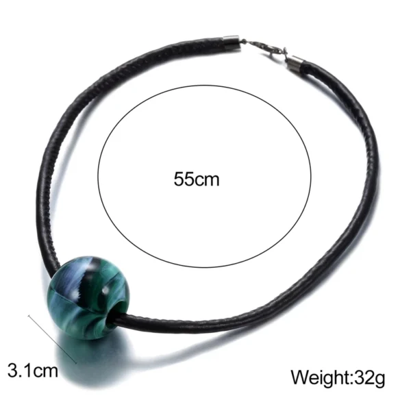 Statement Big Bead Necklace for Women Vintage Leather Rope Necklace Pendant 2021 Ins New Fashion Jewelry for Gift Party MX108 – Image 6