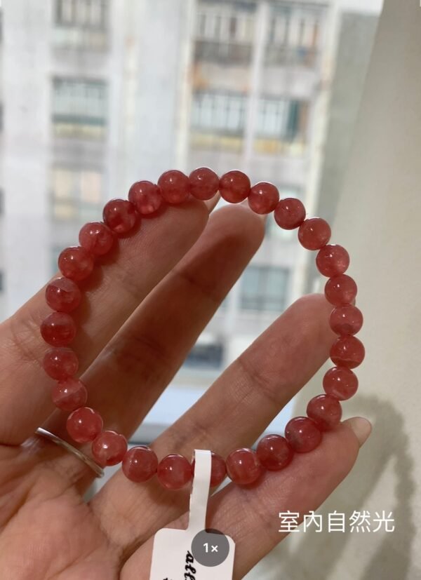 High Quality Red Stone Bracelet 6.8mm - immagine 3