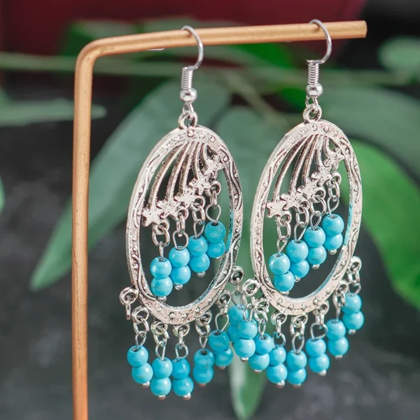 Ethnic Turquoise Love Heart Drop Earrings for Women Bohemian Natural Stone Dangle Earrings Girls Party Birthday Jewelry Gifts - 图片 13