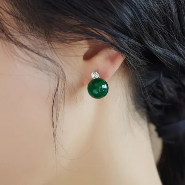 Minar Luxury Green Color Jade Natural Stone CZ Cubic Zirconia Drop Earrings for Women Copper Wholesale Office Career Jewelry - 图片 4