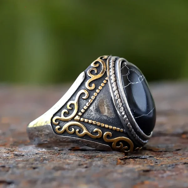 2024 New Fashion 316L Stainless Steel Stone Ring Arabian Rings For Men ZC Stone for teen gift Jewelry - Imagen 7