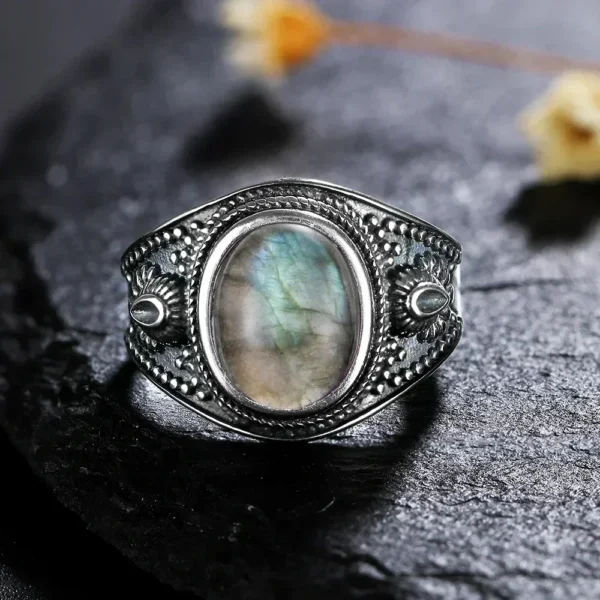 Sterling Silver 925 Vintage Ring Oval 8x10MM Natural Tiger's Eye Stone Ring for Men Women Gift Luxury Rhodochrosite Jewelry - immagine 13