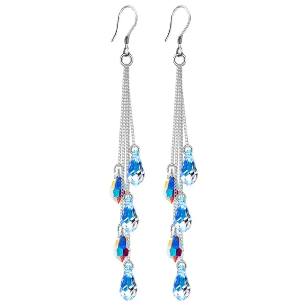 2023 Fashion Crystal Water Drop Tassel Earrings for Women Temperament Colorful Long Earrings Bridal Wedding Party Jewelry Gifts – Image 11