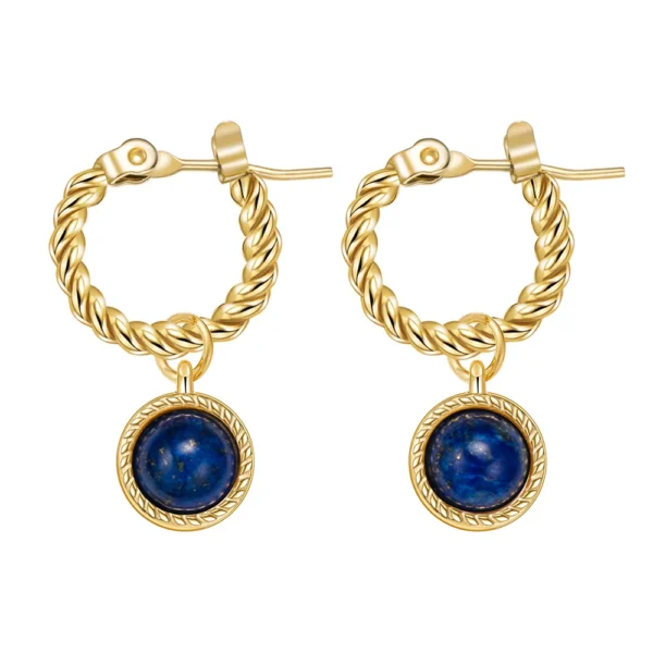 YACHAN French Vintage Natural Stone Drop Earrings Lapis Lazuli Opal Gold Plated Stainless Steel Luxury Jewelry - Imagen 4