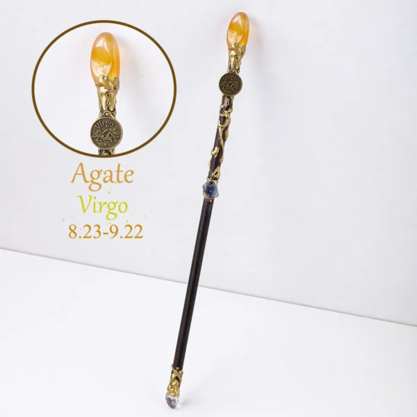 1PC 12 Zodiac Signs Natural Stones Magic Scepter Amethyst Citrine Fairy Lucky Gem Scepter Props Accessories - Imagen 6