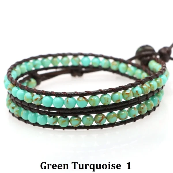 Natural Stone Bohemian Bead Bracelet For Women Men 2 Strands Multilayer Wrap Emperor Turquoise Braided Crystal Jewelry Gift - Image 14