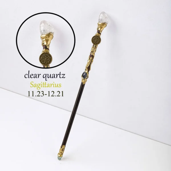 1PC 12 Zodiac Signs Natural Stones Magic Scepter Amethyst Citrine Fairy Lucky Gem Scepter Props Accessories - immagine 8