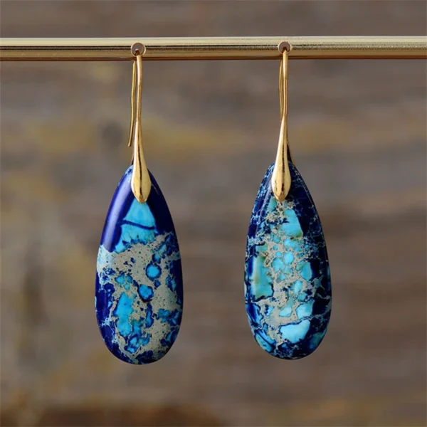 Summer New Emperor Stone Bohemian Style Droplet Pendant Earrings for Women Fashion Natural Stone Earrings Jewelry Accessories - Imagen 11