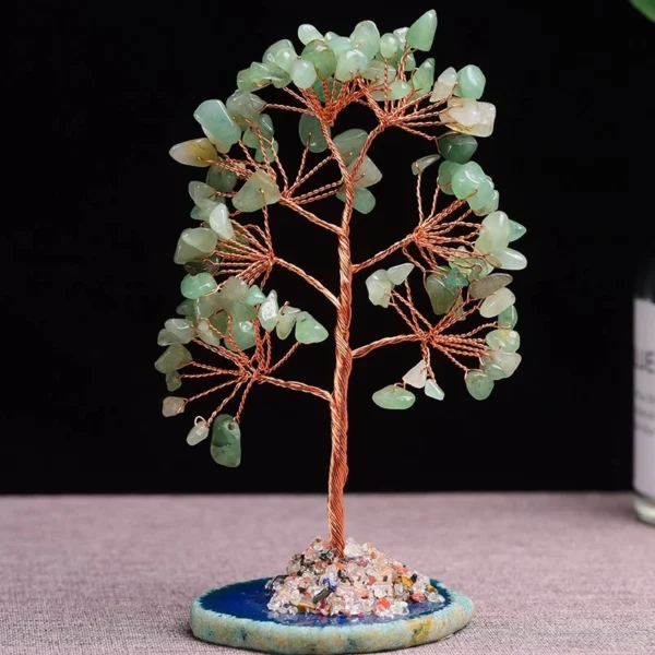 Super Mini Crystal Money Tree Copper Wire Wrapped W/ Agate Slice Base Healing Gemstone Yoga Feng Shui Trees Home Crystal Decor – Image 9