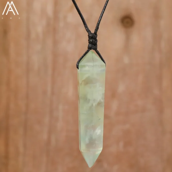 Natural Crystal Double Point Pendant Necklace For Women Fashion Labradorite Amazonite Leather Necklace Boho Jewelry Gift Bijoux - Imagen 5