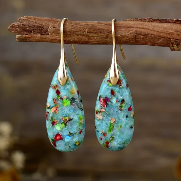 Summer New Emperor Stone Bohemian Style Droplet Pendant Earrings for Women Fashion Natural Stone Earrings Jewelry Accessories - 图片 13