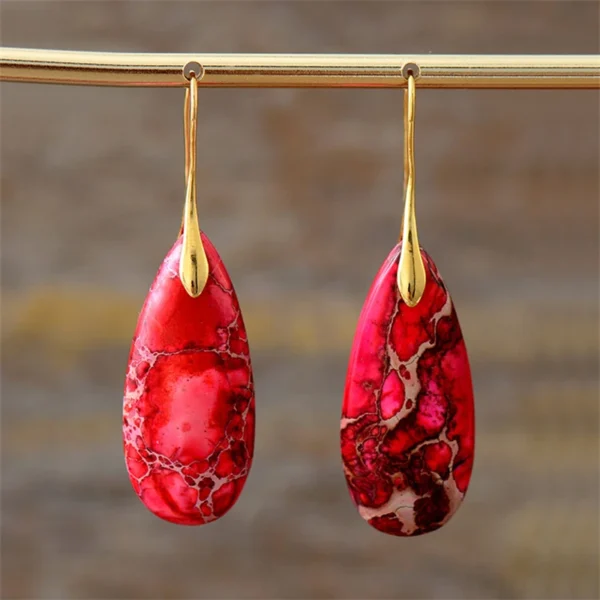 Summer New Emperor Stone Bohemian Style Droplet Pendant Earrings for Women Fashion Natural Stone Earrings Jewelry Accessories - Image 2