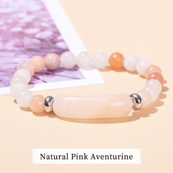 JD Natural Stone Tiger Eye Amethyst Rectangle Bar Charm Bracelet Women Men Healing Stone Powder Crystal Rough Chakra Jewelry - 图片 2