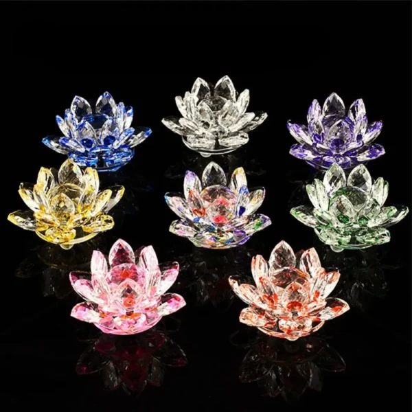 Multi-Color Crystal Lotus Flower Figurine Home Wedding Decor Glass Craft Collection Paperweight Table Ornaments Souvenir Gifts - 图片 13