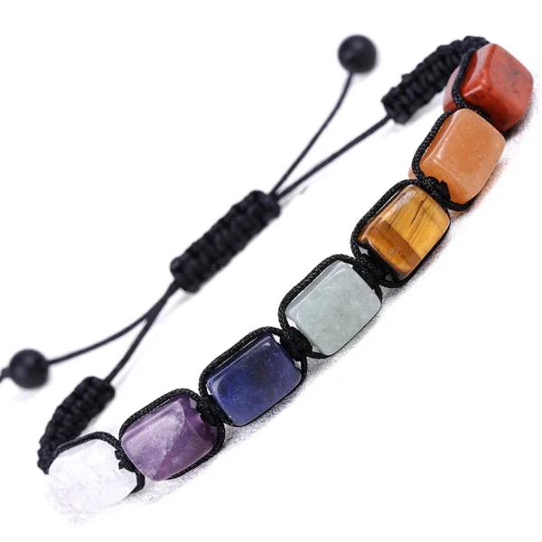 Classic 7 Chakra Beads Bracelet Natural Stone Black Rope Braided Yoga Reiki Healing Balance Bracelets & Bangles Meditation Gift - Imagen 2