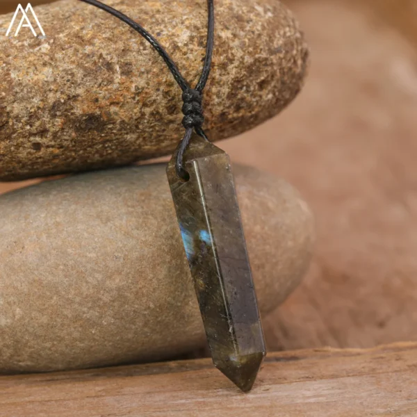 Natural Crystal Double Point Pendant Necklace For Women Fashion Labradorite Amazonite Leather Necklace Boho Jewelry Gift Bijoux – Bild 13