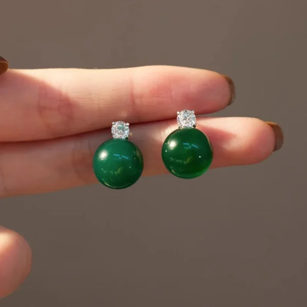 Minar Luxury Green Color Jade Natural Stone CZ Cubic Zirconia Drop Earrings for Women Copper Wholesale Office Career Jewelry - 图片 2