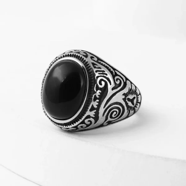 Fashion Vintage Man Boy Oval Blue Eye Stones Ring in Stainless Steel Jewelry Mens Accessories Anel Aneis Wedding Gift - Imagen 7