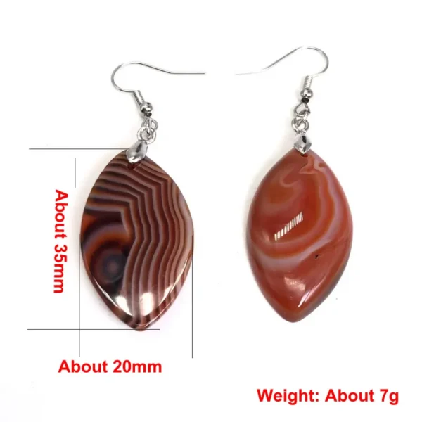 Women Natural stone agate multi-color horse eye shaped 20x35mm earrings Bridal Wedding Party Jewelry - Imagen 9