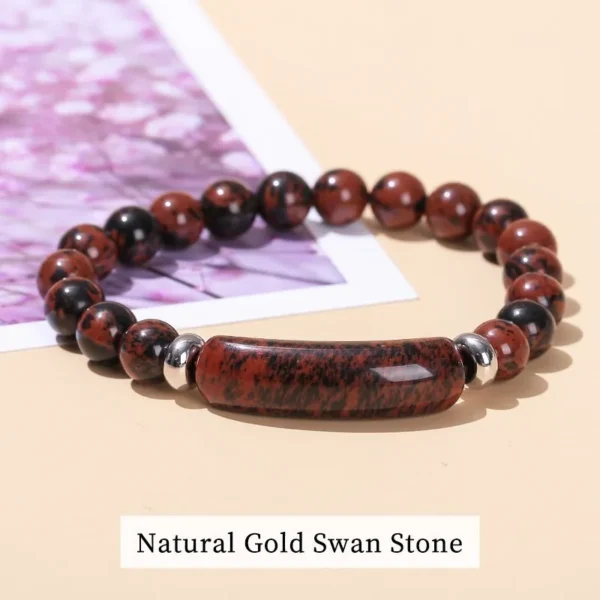 JD Natural Stone Tiger Eye Amethyst Rectangle Bar Charm Bracelet Women Men Healing Stone Powder Crystal Rough Chakra Jewelry - 图片 8