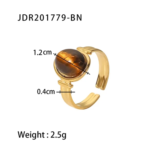 Uworld Fashion Brown Stone Ring Oval Alpaca Rings For Women Adjustable Stacked Rings Ladies' Jewelry Gifts For Her ﻿ – Bild 13