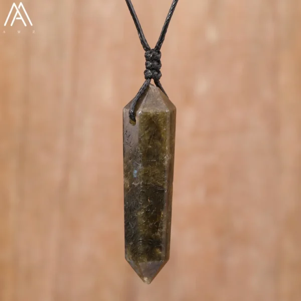 Natural Crystal Double Point Pendant Necklace For Women Fashion Labradorite Amazonite Leather Necklace Boho Jewelry Gift Bijoux - immagine 8