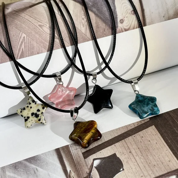 Pentagram Star Crystal Pendant Necklace Sacred Healing Gemstone Natural Stone Pendant for Women Girls Necklace Crystal Healing – Image 9