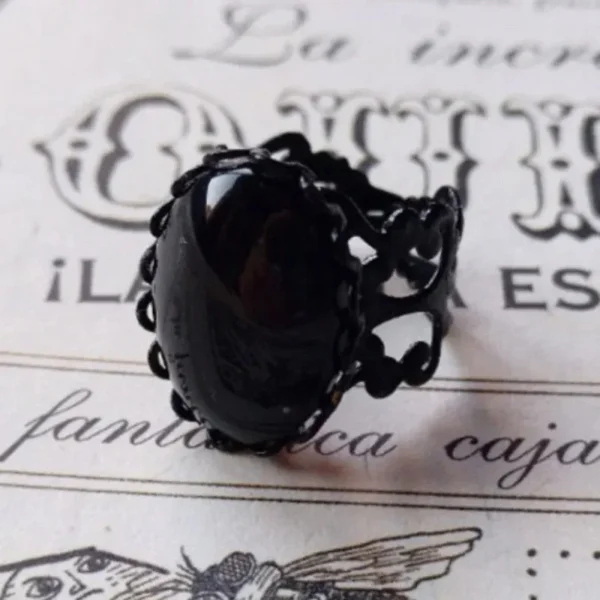 New Gothic Vampire Red Crystal Open Rings for Woman Girls Mystery Witch Jewelry Accessories Personalized Black Ring Party Gifts