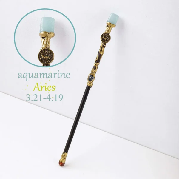 1PC 12 Zodiac Signs Natural Stones Magic Scepter Amethyst Citrine Fairy Lucky Gem Scepter Props Accessories