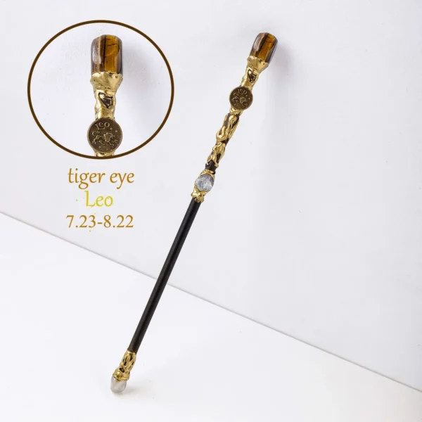 1PC 12 Zodiac Signs Natural Stones Magic Scepter Amethyst Citrine Fairy Lucky Gem Scepter Props Accessories - Imagen 5