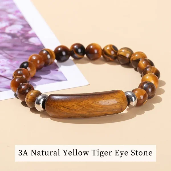 JD Natural Stone Tiger Eye Amethyst Rectangle Bar Charm Bracelet Women Men Healing Stone Powder Crystal Rough Chakra Jewelry – Bild 16