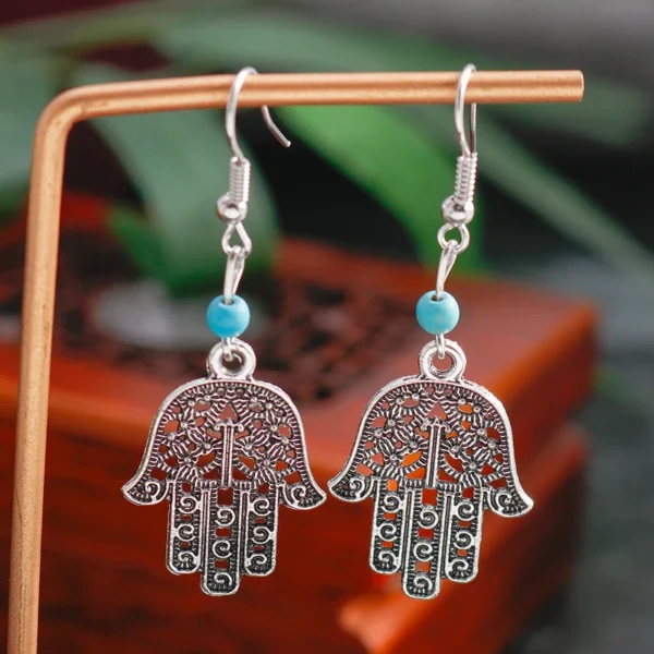 Ethnic Turquoise Love Heart Drop Earrings for Women Bohemian Natural Stone Dangle Earrings Girls Party Birthday Jewelry Gifts - Image 23