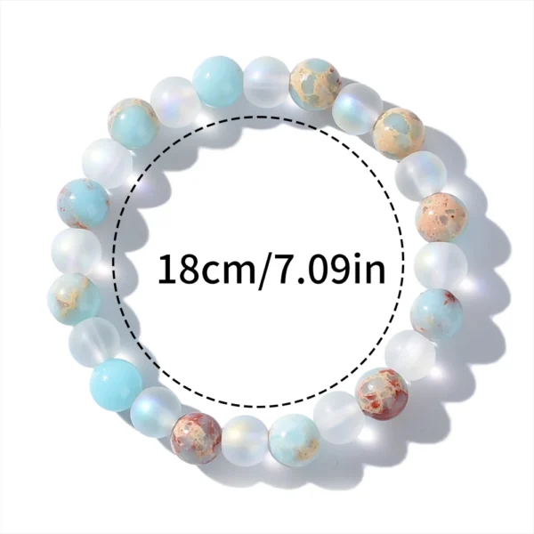 1 Piece Aura Quartz and Ocean Sediment Beaded Bracelet - Unisex - Homeopathic Crystal Jewelry - Brings Abundance - Prosperity - 图片 6