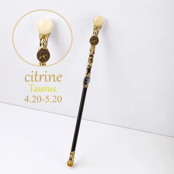 1PC 12 Zodiac Signs Natural Stones Magic Scepter Amethyst Citrine Fairy Lucky Gem Scepter Props Accessories - Imagen 2