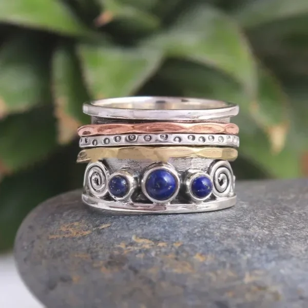 Vintage Tibetan Moonstone Big Healing Crystal Rings for Women Boho Antique Indian Moonstone Ring Fine Jewelry Girls Ladies Gifts - 图片 19