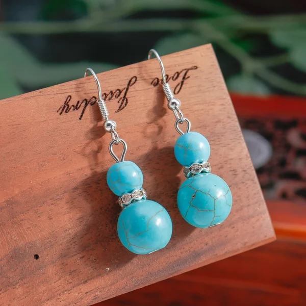 Ethnic Turquoise Love Heart Drop Earrings for Women Bohemian Natural Stone Dangle Earrings Girls Party Birthday Jewelry Gifts - Image 9