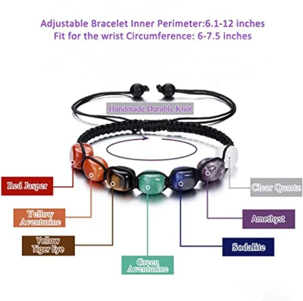 Classic 7 Chakra Beads Bracelet Natural Stone Black Rope Braided Yoga Reiki Healing Balance Bracelets & Bangles Meditation Gift - Image 9