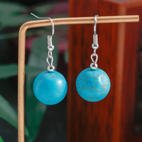 Ethnic Turquoise Love Heart Drop Earrings for Women Bohemian Natural Stone Dangle Earrings Girls Party Birthday Jewelry Gifts - 图片 8