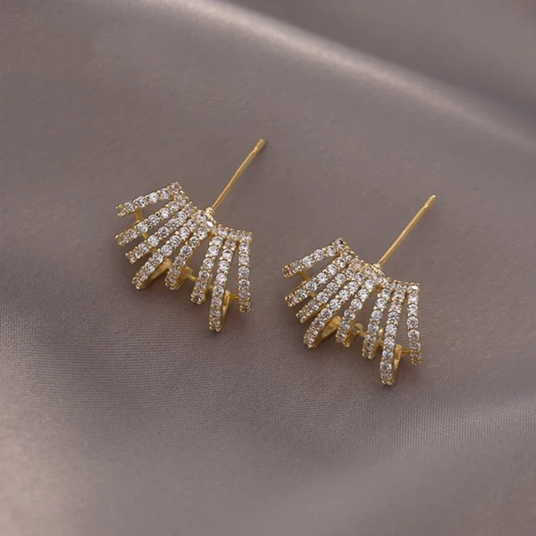 Purple Crystal Flower Stud Earrings For Woman  Korean Fashion Jewelry Wedding Party Girl Elegance Set Accessories - Image 2