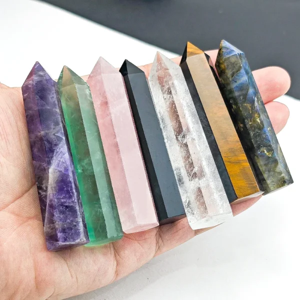 Natural Stone and Crystals Point Wand Witchcraft Rose Quartz Amethyst Home Decoration Mineral Stones Crafts Room Aquarium Decor – Image 21