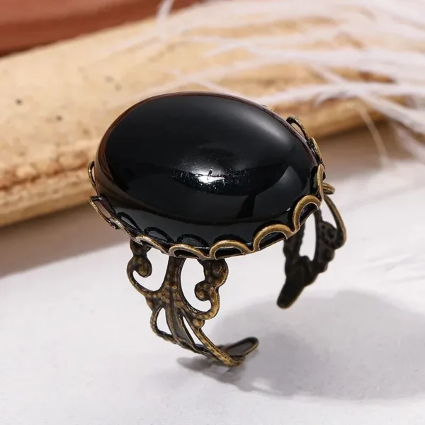 New Gothic Vampire Red Crystal Open Rings for Woman Girls Mystery Witch Jewelry Accessories Personalized Black Ring Party Gifts - 图片 9