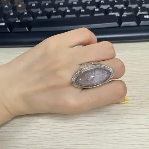 Vintage Tibetan Moonstone Big Healing Crystal Rings for Women Boho Antique Indian Moonstone Ring Fine Jewelry Girls Ladies Gifts - 图片 14