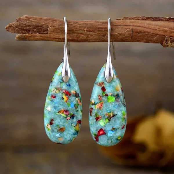 Summer New Emperor Stone Bohemian Style Droplet Pendant Earrings for Women Fashion Natural Stone Earrings Jewelry Accessories - 图片 12