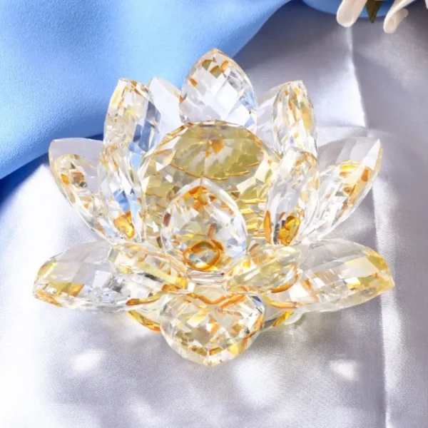 Multi-Color Crystal Lotus Flower Figurine Home Wedding Decor Glass Craft Collection Paperweight Table Ornaments Souvenir Gifts - 图片 2